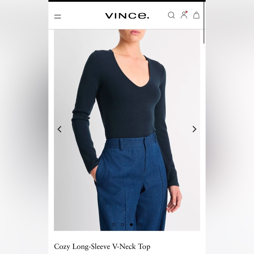 VINCE‎ cozy long sleeve v neck tee in deep ocean blue Medium or Small
